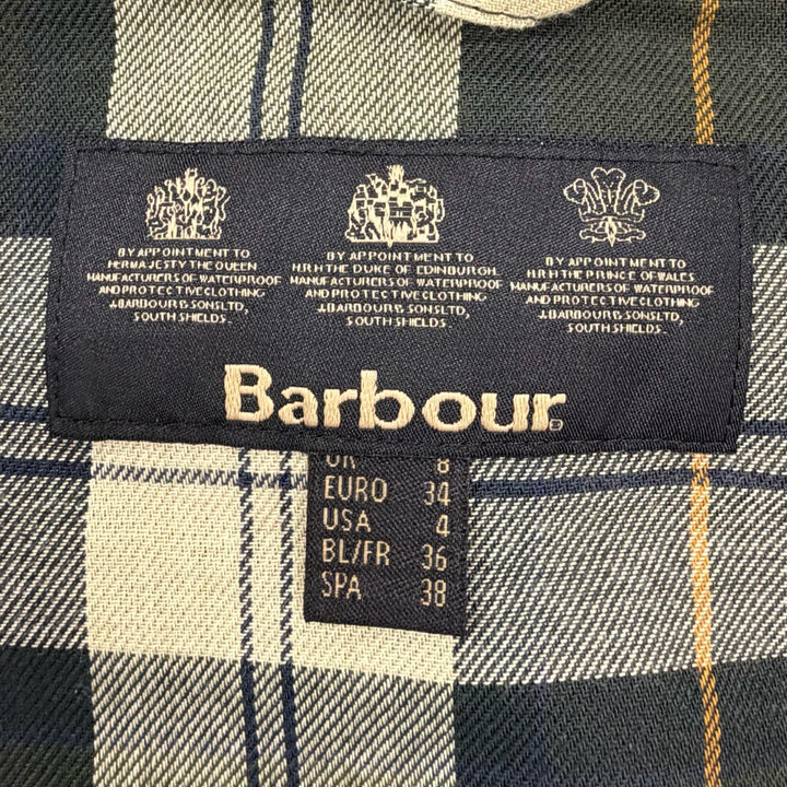 美品◇Barbour バブアー LWX0730SG51 SPEY WAX JACKET コットン100％ レザー使い ロゴボタン オイルドジャケット UK8 正規品 レディース