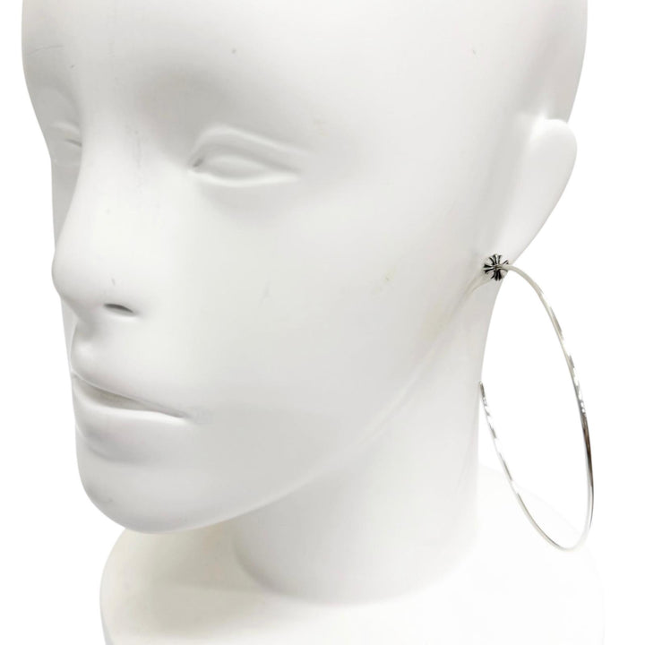 美品□CHROME HEARTS クロムハーツ HOOP CH PLS SV925 14K CHプラス 大ぶり フープピアス シルバー 重量5.0g レディース 保存袋付き