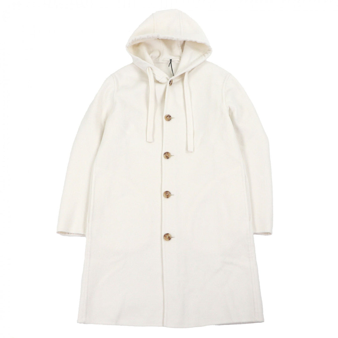 極美品□LARDINI ラルディーニ ウール100% FABRIC フーデッドコート ロングコート アイボリー 46 イタリア製 正規品 メンズ 定価391600円