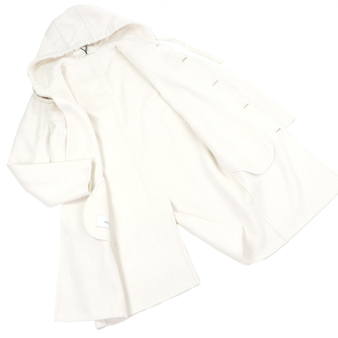 極美品□LARDINI ラルディーニ ウール100% FABRIC フーデッドコート ロングコート アイボリー 46 イタリア製 正規品 メンズ 定価391600円