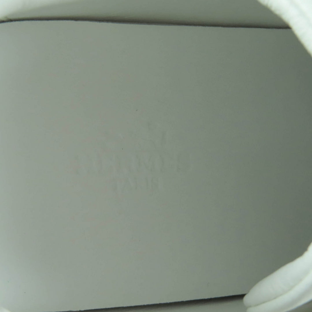 未使用品★HERMES エルメス ブーメラン ロゴ入り スウェードレザー使い レースアップ レザー スニーカー ホワイト グレー 35 箱・袋付