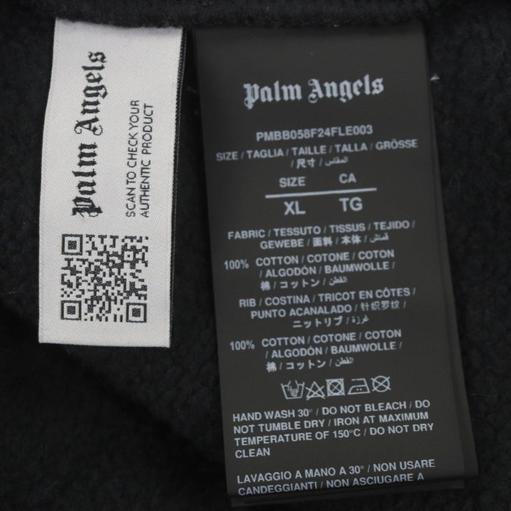 未使用品▼PALM ANGELS パームエンジェルス コットン100% カレッジロゴプリント プルオーバー パーカー ブラック XL 正規品 メンズ