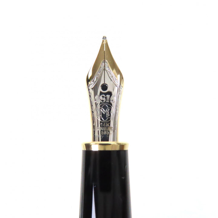 美品▼MONTBLANC モンブラン マイスターシュテュック クラシック ペン先14K Mニブ ホワイトスター 万年筆 ブラック ゴールド ドイツ製