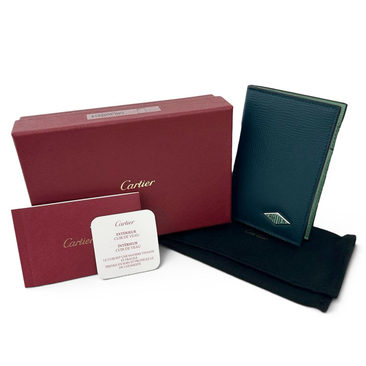 極美品▲Cartier カルティエ L3002214 ロザンジュ 4カードホルダー レザー カードケース ダークグリーン 箱・保存袋付き 伊製 メンズ