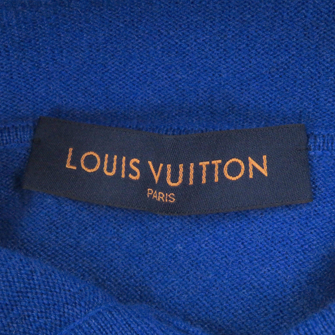 美品□LOUIS VUITTON ルイヴィトン 20SS カシミヤ シルク インサイドアウト ロゴプレート プルオーバー ニットパーカー XS 伊製 正規品