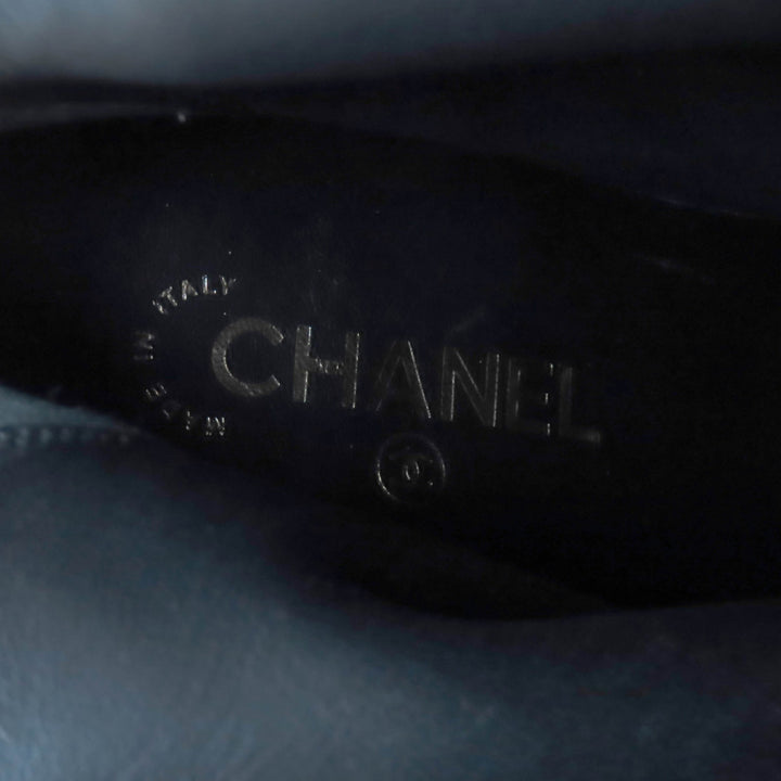 未使用品★CHANEL シャネル 25A G46591 ココマーク金具付 レザー使い バックZIP スウェードレザー ロングブーツ ベージュ 黒 38 箱付