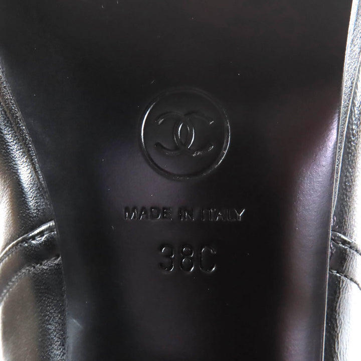 未使用品★CHANEL シャネル 25A G46591 ココマーク金具付 レザー使い バックZIP スウェードレザー ロングブーツ ベージュ 黒 38 箱付