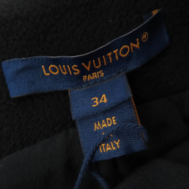 未使用品☆LOUIS VUITTON ルイヴィトン 2023年製 レザーベルト付 スカラップディテール ミニスカート ブラック 34 イタリア製 正規品