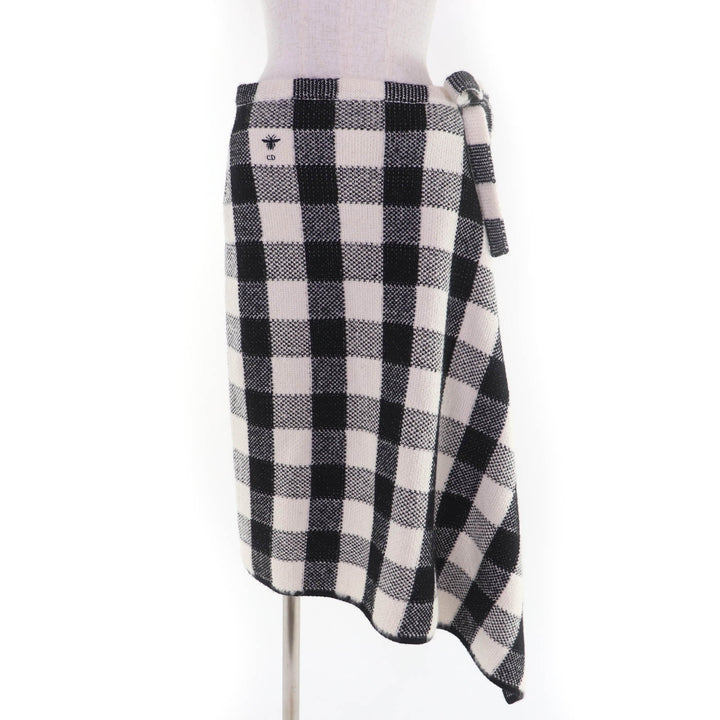 極美品☆Christian Dior クリスチャンディオール 2023年製 344J06AM214 ウール アルパカ アシンメトリーラップ ロングスカート 40 正規品