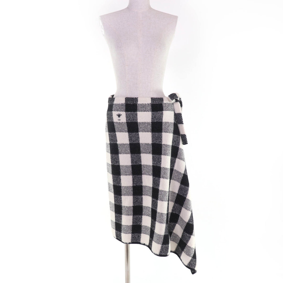 極美品☆Christian Dior クリスチャンディオール 2023年製 344J06AM214 ウール アルパカ アシンメトリーラップ ロングスカート 40 正規品