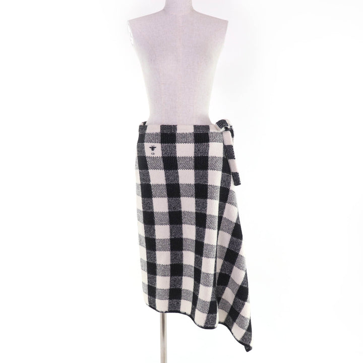 極美品☆Christian Dior クリスチャンディオール 2023年製 344J06AM214 ウール アルパカ アシンメトリーラップ ロングスカート 40 正規品
