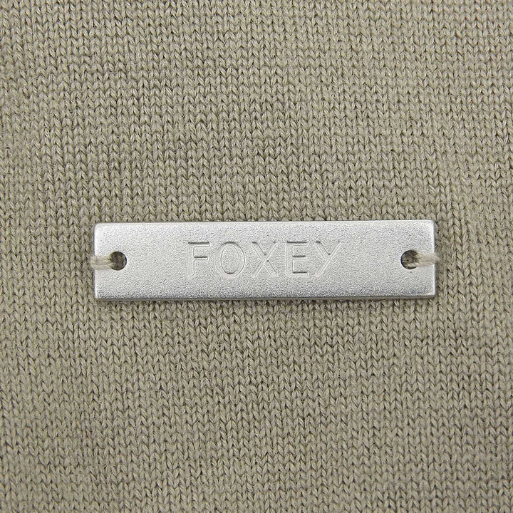 未使用品▲FOXEY フォクシー 43804 シルク フード付 パフスリーブ 半袖 ジップアップパーカー グレージュ 40 レディース 定価88000円
