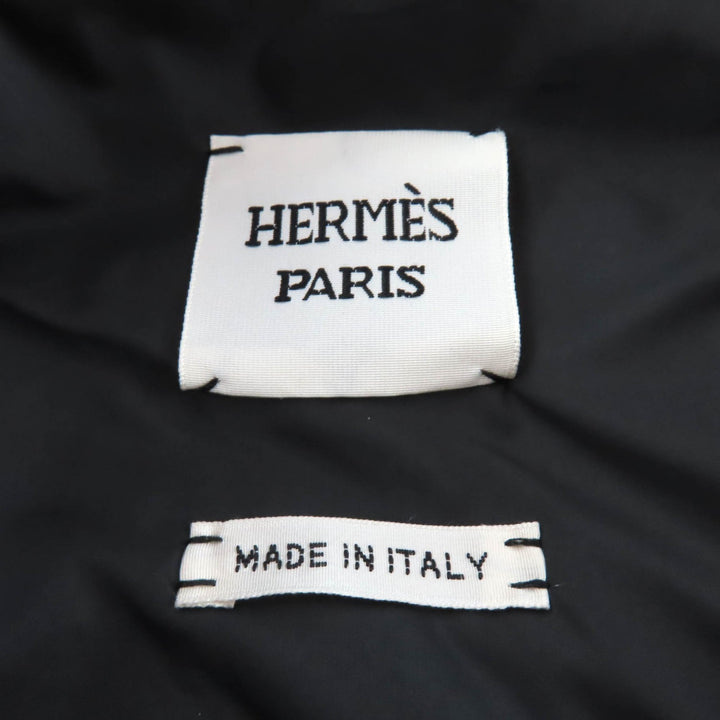 極美品★HERMES エルメス 3H0156DA Long Quilted Vest ラバーセリエワッペン ダウンベスト ブラック 38 イタリア製 レディース