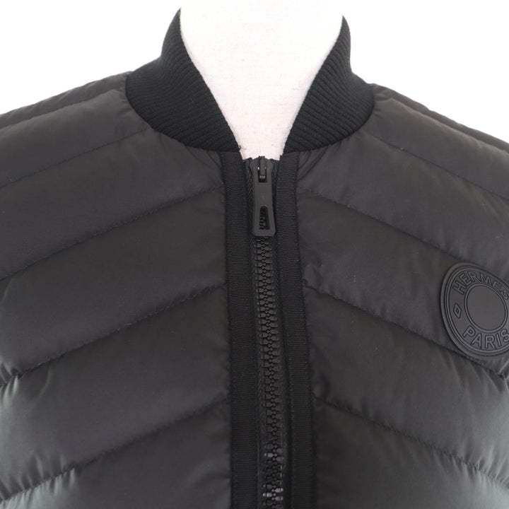 極美品★HERMES エルメス 3H0156DA Long Quilted Vest ラバーセリエワッペン ダウンベスト ブラック 38 イタリア製 レディース