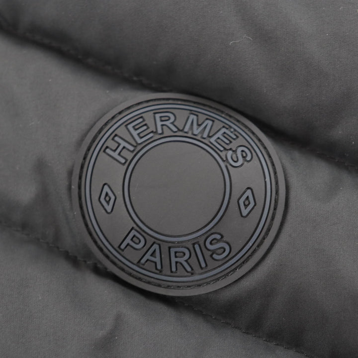 極美品★HERMES エルメス 3H0156DA Long Quilted Vest ラバーセリエワッペン ダウンベスト ブラック 38 イタリア製 レディース