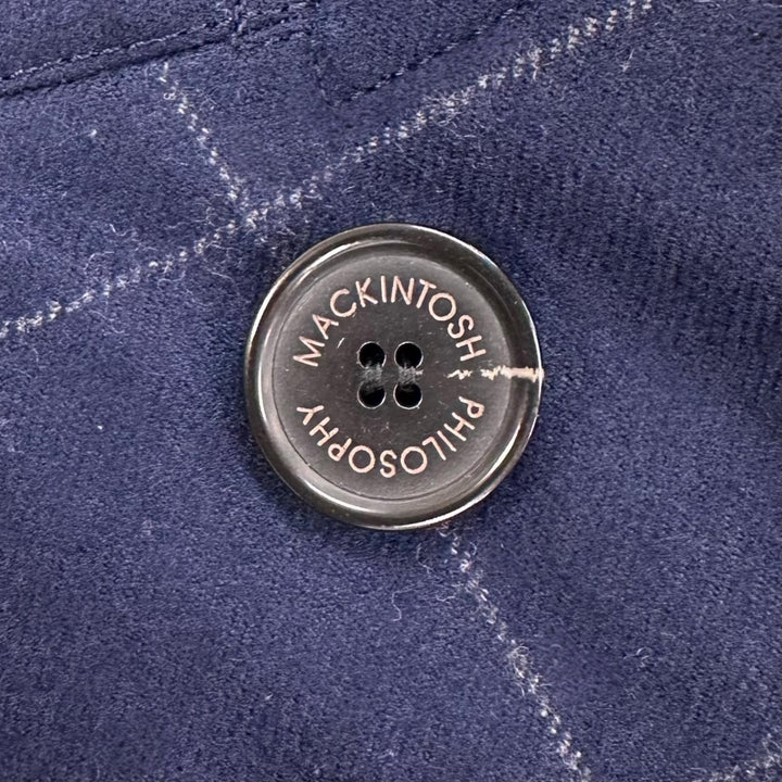 美品▲MACKINTOSH PHILOSOPHY マッキントッシュフィロソフィー ウール100% ロゴボタン フード付 チェック ダウンコート 40 正規品 メンズ