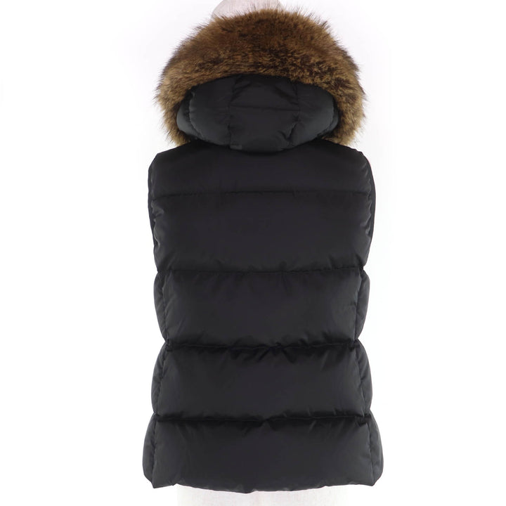 極美品☆MONCLER モンクレール BAIRON ロゴワッペン・フード付 ZIP ダウンベスト ブラック 1 正規品 ハンガー・ガーメント付 レディース