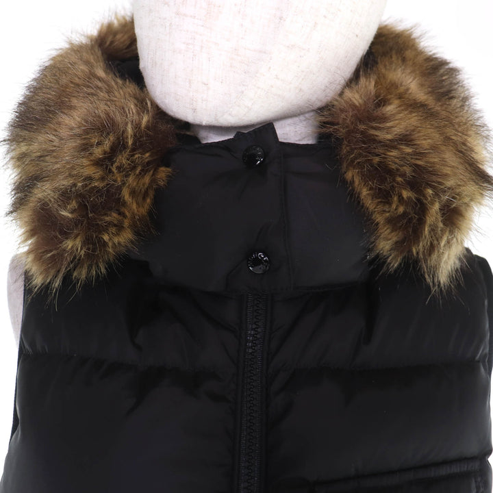 極美品☆MONCLER モンクレール BAIRON ロゴワッペン・フード付 ZIP ダウンベスト ブラック 1 正規品 ハンガー・ガーメント付 レディース