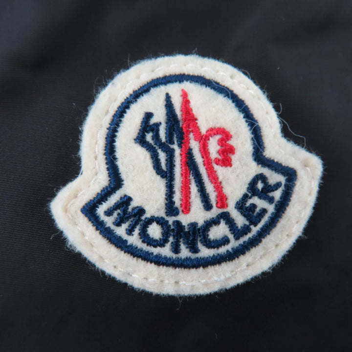極美品☆MONCLER モンクレール BAIRON ロゴワッペン・フード付 ZIP ダウンベスト ブラック 1 正規品 ハンガー・ガーメント付 レディース