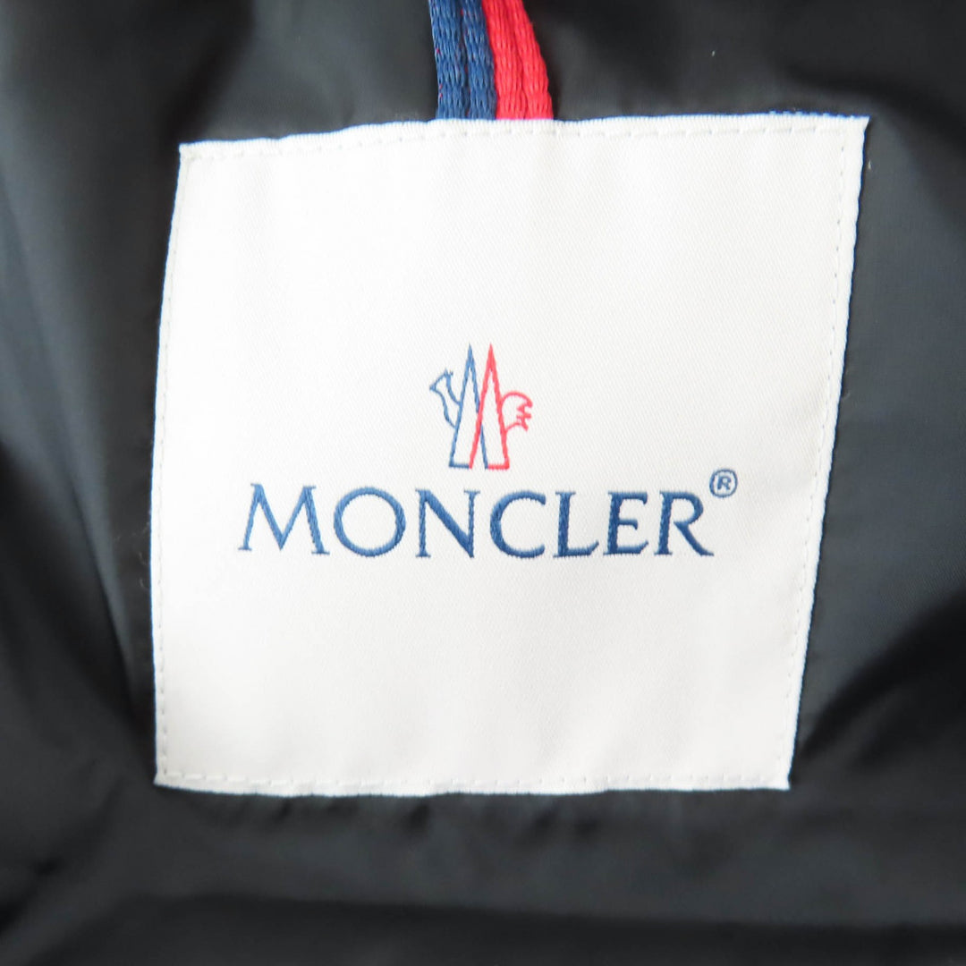 極美品☆MONCLER モンクレール BAIRON ロゴワッペン・フード付 ZIP ダウンベスト ブラック 1 正規品 ハンガー・ガーメント付 レディース