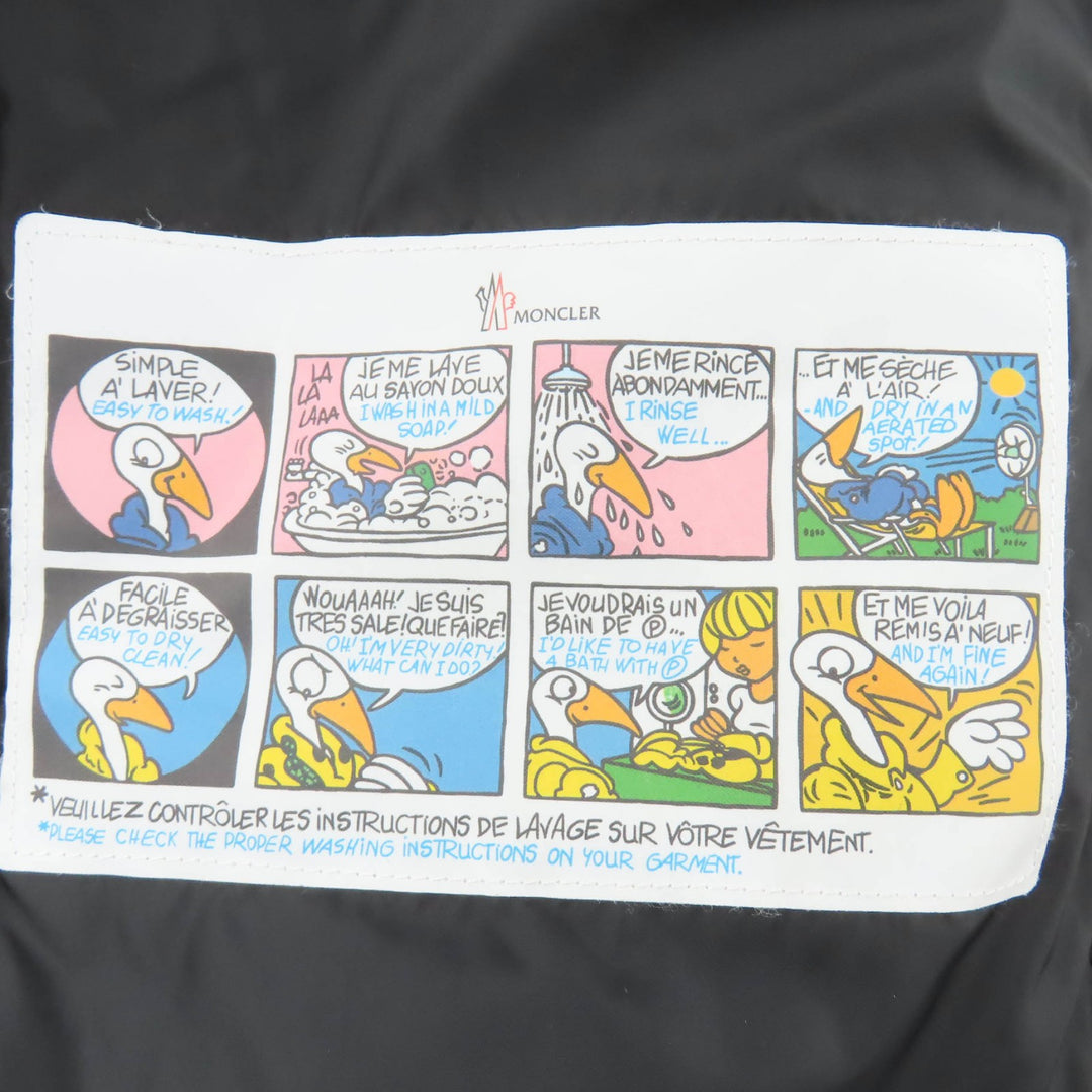 極美品☆MONCLER モンクレール BAIRON ロゴワッペン・フード付 ZIP ダウンベスト ブラック 1 正規品 ハンガー・ガーメント付 レディース