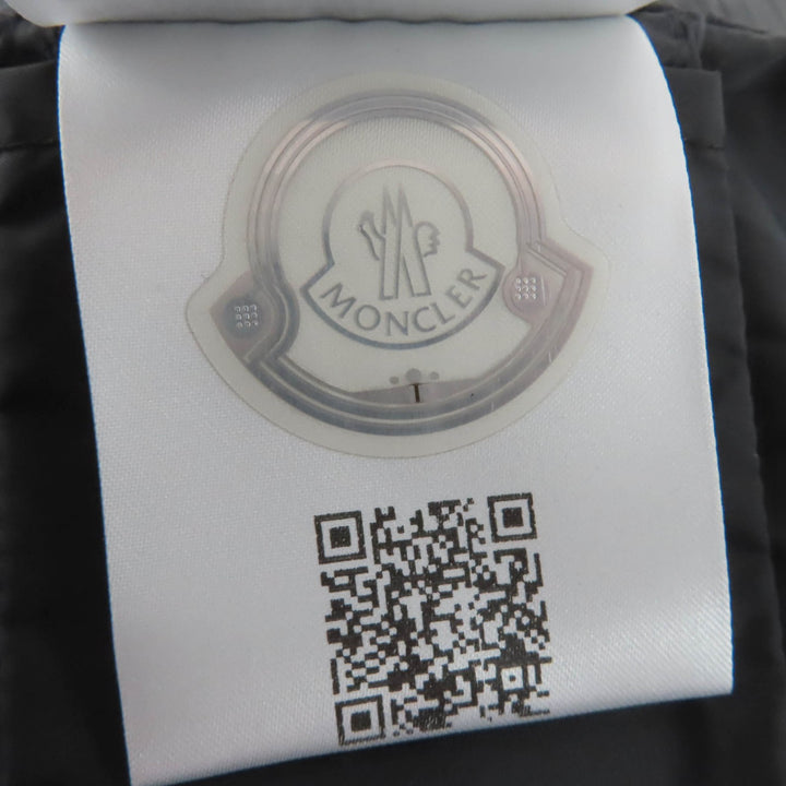 極美品☆MONCLER モンクレール BAIRON ロゴワッペン・フード付 ZIP ダウンベスト ブラック 1 正規品 ハンガー・ガーメント付 レディース