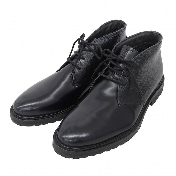 未使用品▲ARMANI COLLEZIONI アルマーニコレッツォーニ 裏ボア レザー チャッカブーツ アンクルブーツ ネイビー 7 メンズ