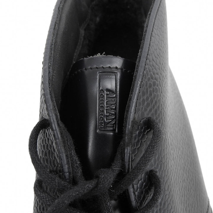 未使用品▲ARMANI COLLEZIONI アルマーニコレッツォーニ 裏ボア レザー チャッカブーツ アンクルブーツ ネイビー 7 メンズ