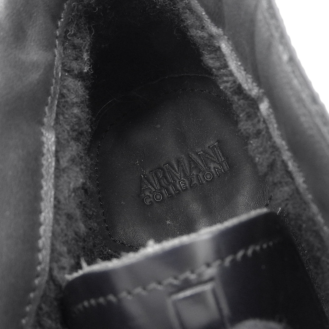未使用品▲ARMANI COLLEZIONI アルマーニコレッツォーニ 裏ボア レザー チャッカブーツ アンクルブーツ ネイビー 7 メンズ