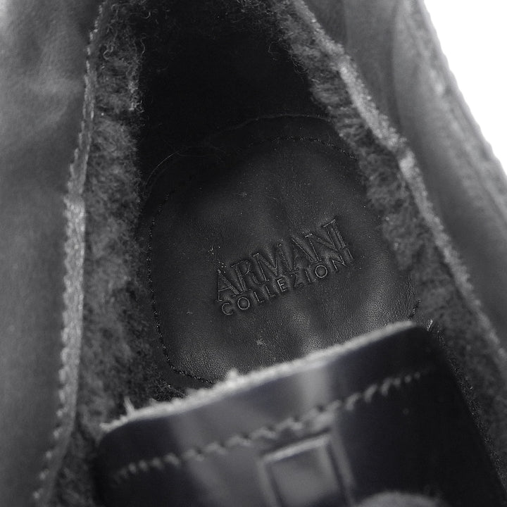 未使用品▲ARMANI COLLEZIONI アルマーニコレッツォーニ 裏ボア レザー チャッカブーツ アンクルブーツ ネイビー 7 メンズ