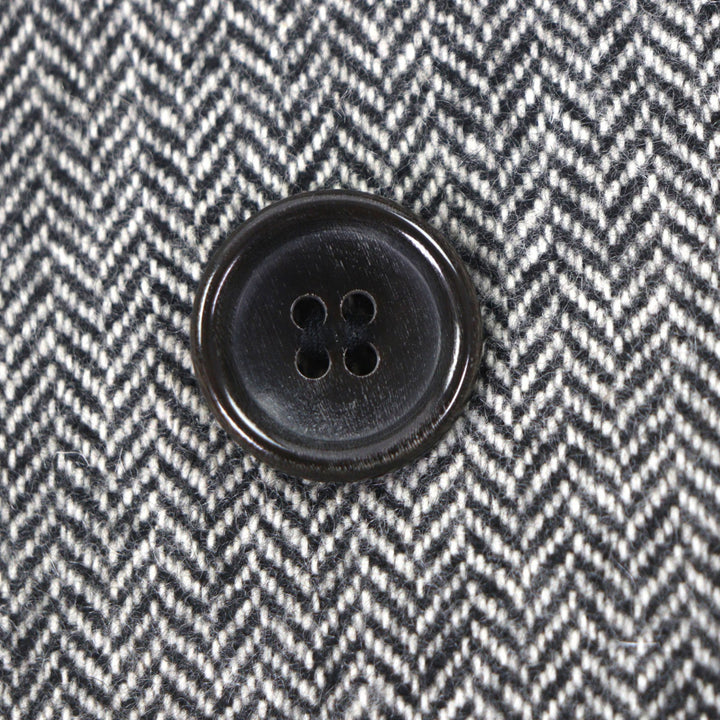 極美品▼LANVIN CLASSIQUE ランバン クラシック カシミヤ100% ヘンリーボーン柄 比翼仕立て ロング ステンカラーコート グレー 50 正規品
