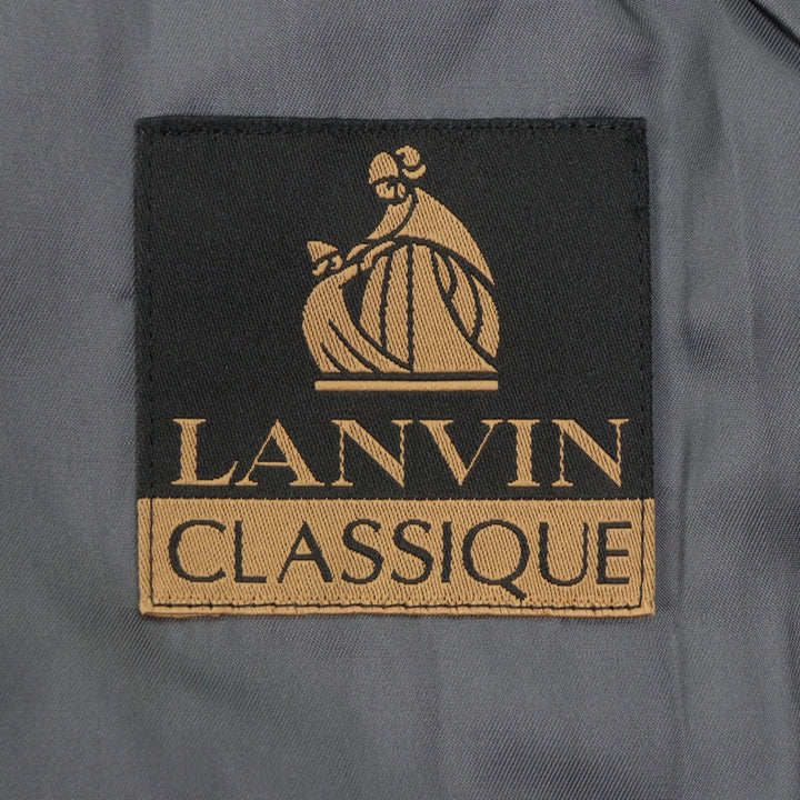 極美品▼LANVIN CLASSIQUE ランバン クラシック カシミヤ100% ヘンリーボーン柄 比翼仕立て ロング ステンカラーコート グレー 50 正規品