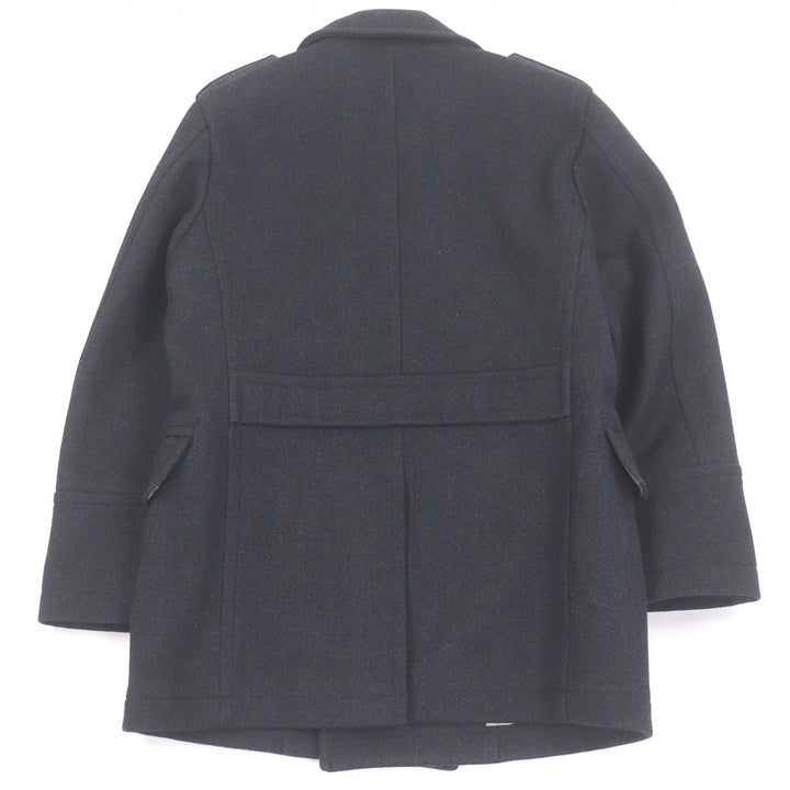 極美品□BURBERRY LONDON バーバリーロンドン 裏ノバチェック柄 ロゴボタン ダブルブレストジャケット ピーコート グレー M 日本製 正規品