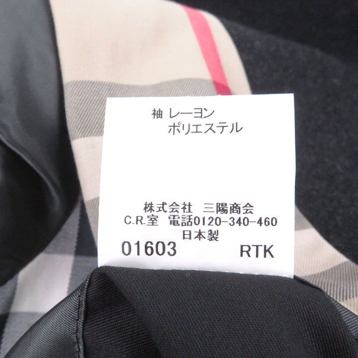 極美品□BURBERRY LONDON バーバリーロンドン 裏ノバチェック柄 ロゴボタン ダブルブレストジャケット ピーコート グレー M 日本製 正規品