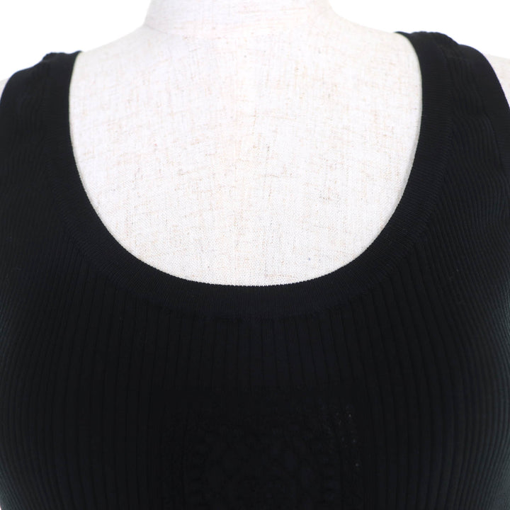 未使用品☆CHANEL シャネル P80152K11643 コットン ココマーク ノースリーブ リブニット トップス ブラック 42 イタリア製 レディース