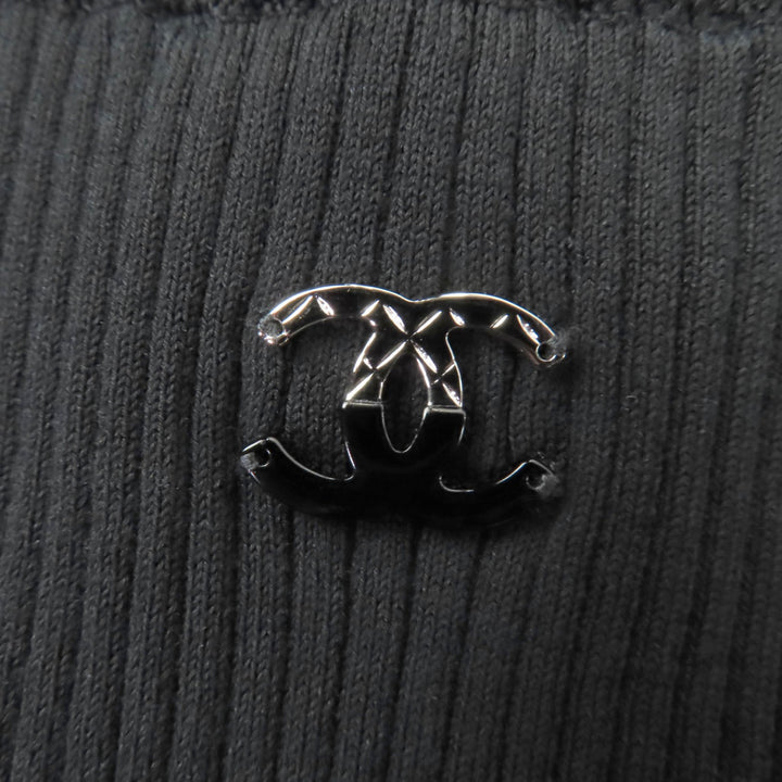 未使用品☆CHANEL シャネル P80152K11643 コットン ココマーク ノースリーブ リブニット トップス ブラック 42 イタリア製 レディース