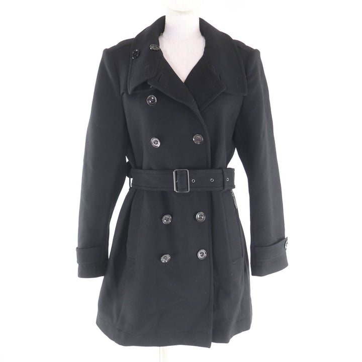 未使用品★BURBERRY バーバリー 3965631 カシミヤ混 ロゴボタン付 裏地ノバチェック柄 ダブルブレスト コート ブラック 44 正規品