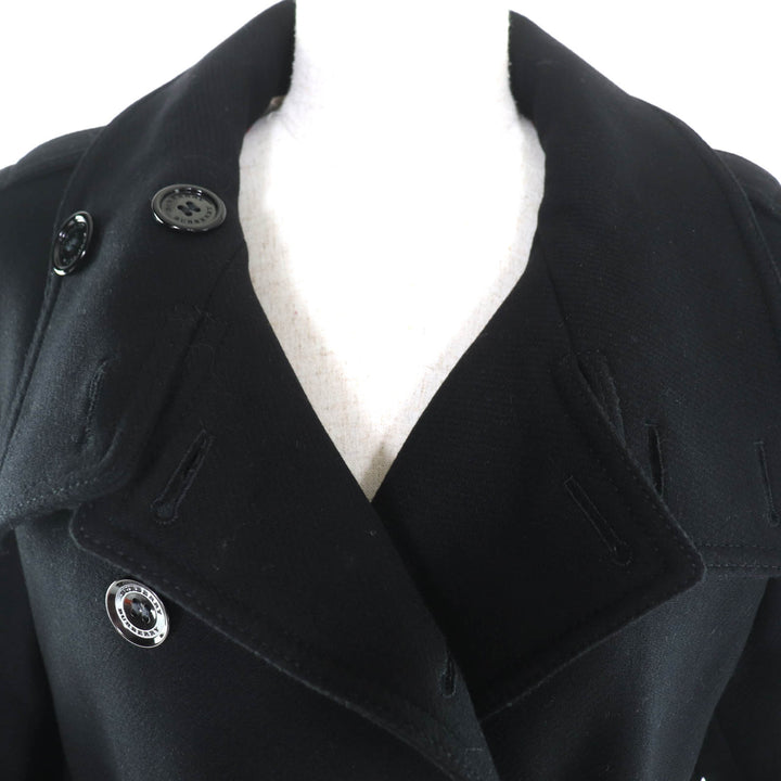未使用品★BURBERRY バーバリー 3965631 カシミヤ混 ロゴボタン付 裏地ノバチェック柄 ダブルブレスト コート ブラック 44 正規品