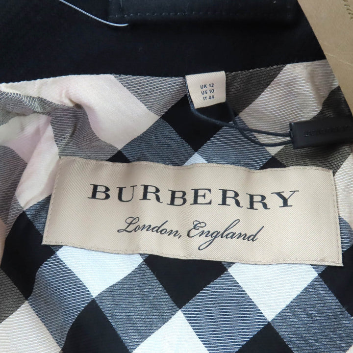 未使用品★BURBERRY バーバリー 3965631 カシミヤ混 ロゴボタン付 裏地ノバチェック柄 ダブルブレスト コート ブラック 44 正規品