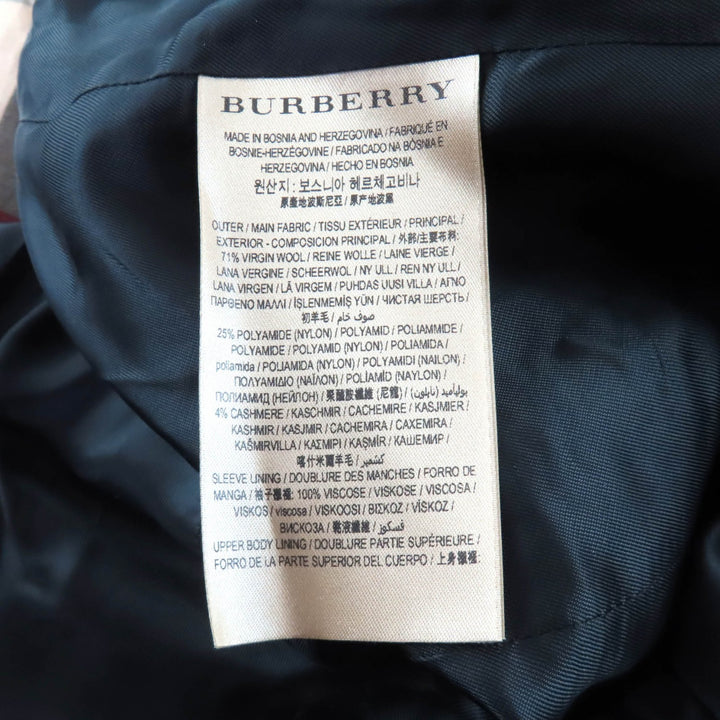 未使用品★BURBERRY バーバリー 3965631 カシミヤ混 ロゴボタン付 裏地ノバチェック柄 ダブルブレスト コート ブラック 44 正規品