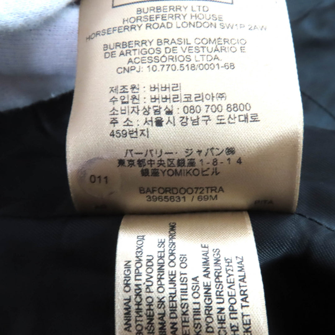 未使用品★BURBERRY バーバリー 3965631 カシミヤ混 ロゴボタン付 裏地ノバチェック柄 ダブルブレスト コート ブラック 44 正規品