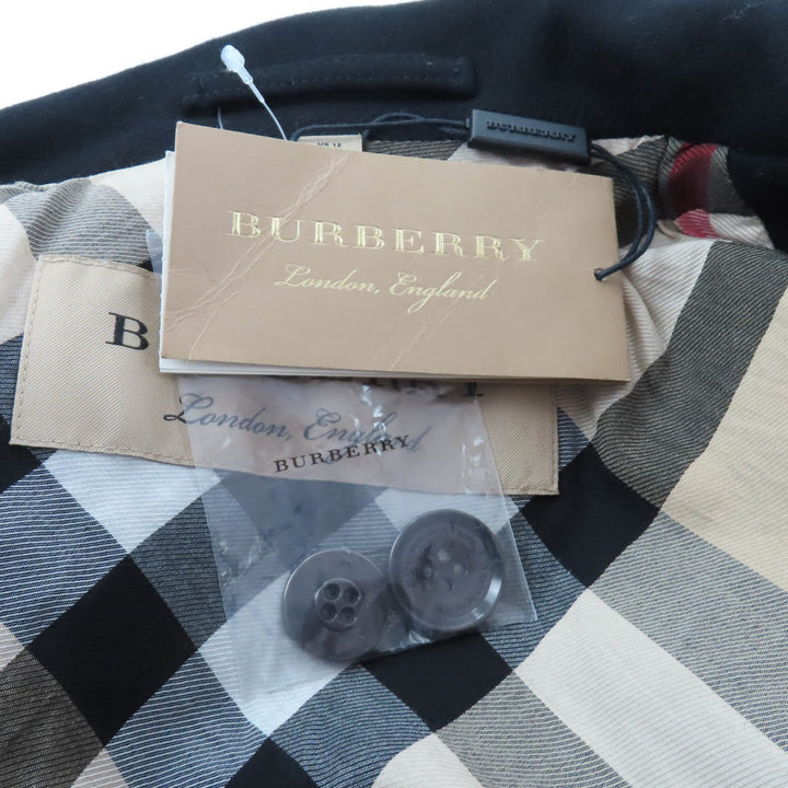 未使用品★BURBERRY バーバリー 3965631 カシミヤ混 ロゴボタン付 裏地ノバチェック柄 ダブルブレスト コート ブラック 44 正規品