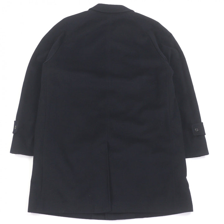 極美品□Aquascutum アクアスキュータム カシミヤ100％ フライフロント ステンカラーコート ネイビー 38 日本製 正規品 メンズオススメ◎