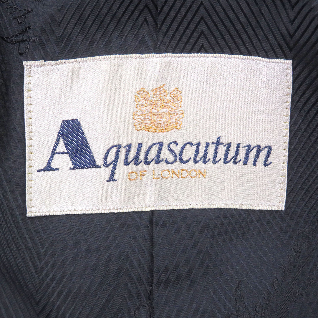 極美品□Aquascutum アクアスキュータム カシミヤ100％ フライフロント ステンカラーコート ネイビー 38 日本製 正規品 メンズオススメ◎