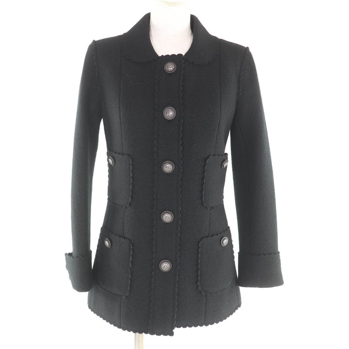 極美品★CHANEL シャネル P49405 ウール100％ ダラスボタン付き デザイン ジャケット ブラック 36 フランス製 レディース