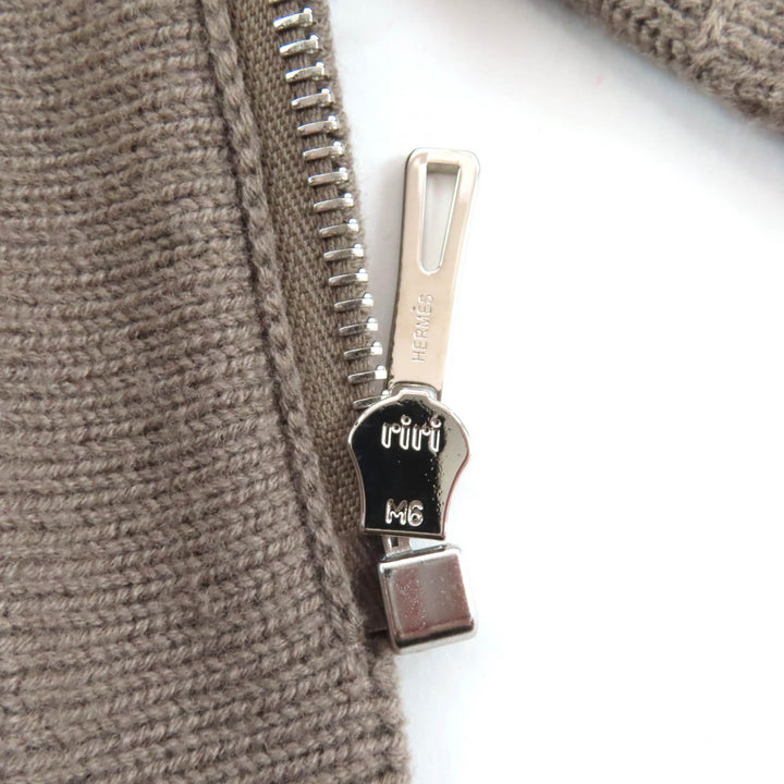未使用品★HERMES エルメス 2023年製 3H2101D4 ウール100％ Hモチーフ ロゴZIP付 ポンチョコート ニットコート ブラウン 34 イタリア製