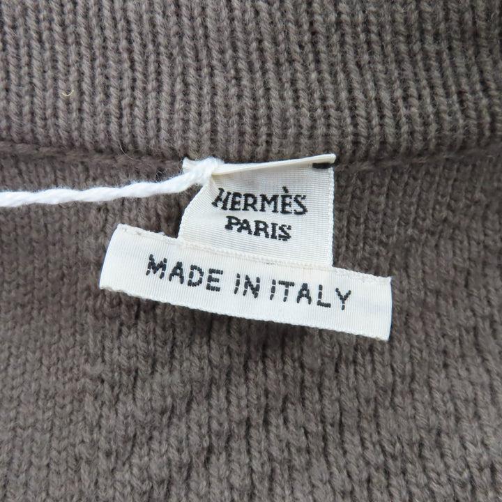 未使用品★HERMES エルメス 2023年製 3H2101D4 ウール100％ Hモチーフ ロゴZIP付 ポンチョコート ニットコート ブラウン 34 イタリア製