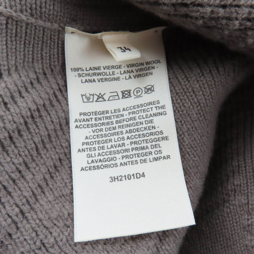未使用品★HERMES エルメス 2023年製 3H2101D4 ウール100％ Hモチーフ ロゴZIP付 ポンチョコート ニットコート ブラウン 34 イタリア製