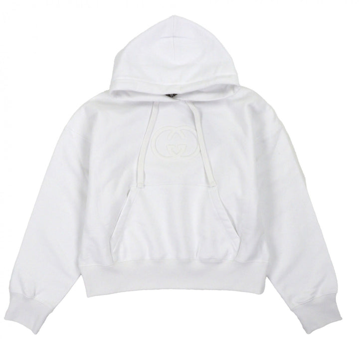 未使用品▼GUCCI グッチ 2025年製 837930 コットン100% エンボスダブルG プルオーバー パーカー ホワイト S イタリア製 正規品 メンズ