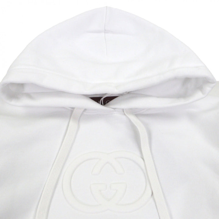 未使用品▼GUCCI グッチ 2025年製 837930 コットン100% エンボスダブルG プルオーバー パーカー ホワイト S イタリア製 正規品 メンズ